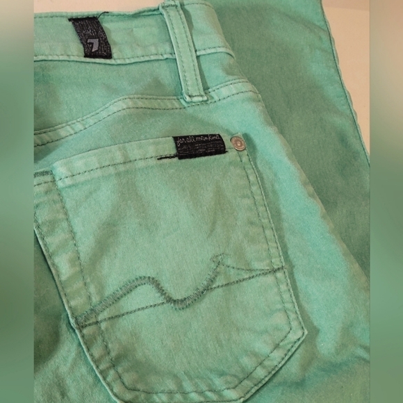 7 For All Mankind Bright Green Lightweight Mid-Rise Skinny Ankle Jeans - Size 24 - Picture 6 of 11